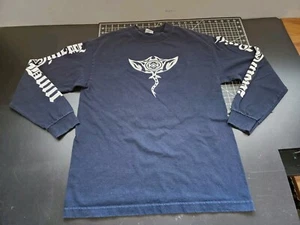 Maui Built Mens Size M Long Sleeve T-Shirt Stingray Tribal Graphic Tee Navy Blue - Picture 1 of 8