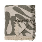 Bloomingville Alk Throw Green Abstract Scandi Blanket Recycled Cotton Tassels