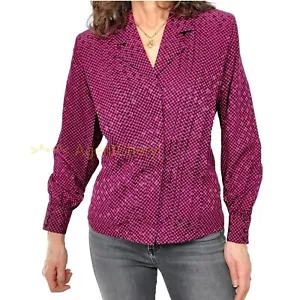 Blusa Top Vintage Años 80 FRANCESCA de DAMON STARINGTON Talla 10 Estampado en Seda - Imagen 1 de 9