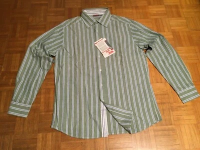 SLAM CAMICIA UOMO BIBI MANICA LUNGA RIGHE VERDE/AZZURRO TAGLIE M / L - Immagine 1 di 2