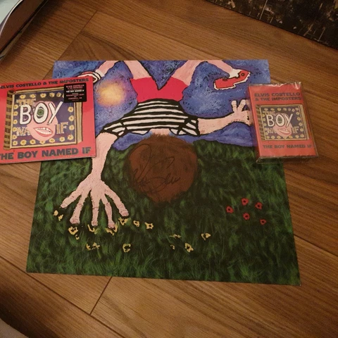 Elvis Costello Signed 12" Print The Boy Named If Limited to 100 & CD & Cassette Cover