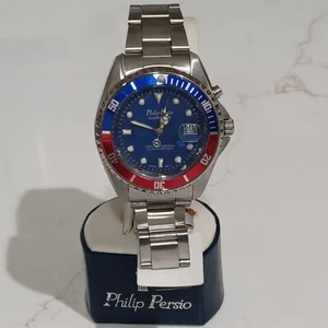 Philip Persio #1 Watch Quartz Day Date Stainless. New Old Stock. New Batteries - Picture 1 of 5