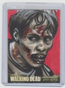 WALKING DEAD SEASON 3 WALKER SKETCH CARD BY ACCLAIMED ARTIST ASHLEIGH POPPLEWELL - Picture 1 of 2