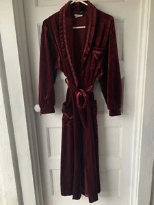 Vintage Jasmine Rose Robe Sz S Embroidered Full Length Velour Burgandy Wine - Picture 1 of 8