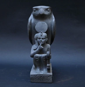 Authentic Ancient Egyptian Antiques Egyptian Horus and Khonsu Statue Egyptian BC - Picture 1 of 10