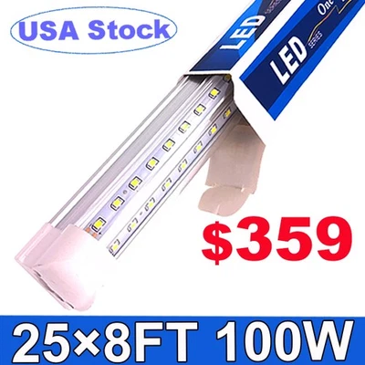 25 Pack T8 Led Tube Light Integrated 8Ft Led Shop Light Fixture 100W 6500K Bulbs - Image 1 of 4