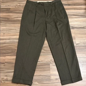 Pantaloni vintage GAP premium lana autentica oliva uomo 38x30 vestibilità rilassata davanti piatto - Foto 1 di 7