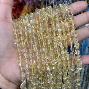 6x8 mm Echte Natürliche Unregelmäßige Glatte Kiesel Nugget Gelb Zitrone Quarz Perlen - Bild 1 von 4