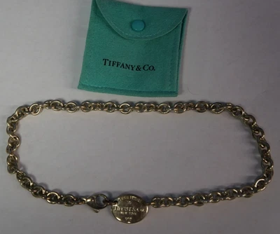 Gargantilla collar Tiffany & Co plata esterlina 925 por favor devuelva etiqueta ovalada 16" Foto 1 de 4