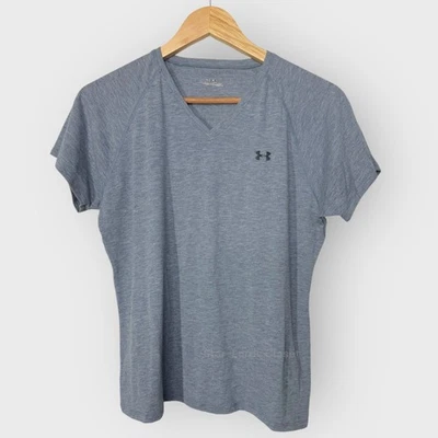 Camiseta Under Armour Tech Fitness I Mujer Grande I Gris Manga Corta Cuello en V Gimnasio Foto 1 de 4