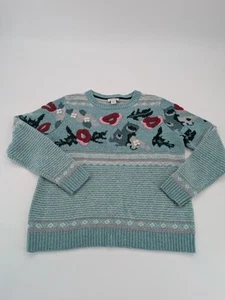 Sundance Sweater Women PXS Green Bold Botanic Embroidery Wool Blend Cottagecore - Picture 1 of 8