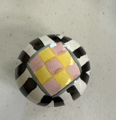 Mackenzie Childs Black White Stripe  1.75" Knob/Pull NEW - Image 1 of 3