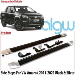 Fixed Side Step Running Board Nerf Bar Pair For Volkswagen VW Amarok 2011-2021 - Picture 1 of 13