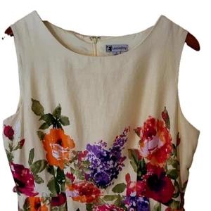 Vestido vintage LESLIE FAy amarillo con cintura floral vestido POPPy talla 16 - Imagen 1 de 5