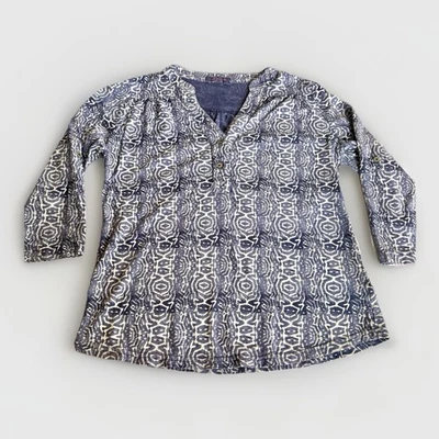 Fresh Produce 束腰上衣 抽绳 粉红色 Ikat 印花 棉 美国制造 尺寸 MD/LG — 第 1/4 张图片