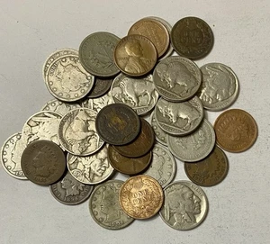US Mixed Lot of 34 - Buffalo/“V” Nickels & Indian Hd/Wheat Pennies - Picture 1 of 9