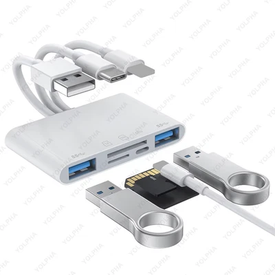 Lettore Di Schede Di Memoria 5In1 Lettore USB OTG SD per Iphone Ipad Dispositivi - Immagine 1 di 4