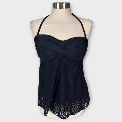 Merona Medium Black Tankini Top Lightly Padded Removable Straps - Image 1 of 4