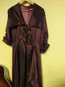 Chic Star Vintage 50s style Satiny Grape Burgundy Midi Dress - Picture 1 of 7