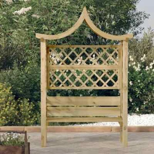 vidaXL Garten-Pergola mit Dach und Bank Kiefernholz Imprägniert - Bild 1 von 8