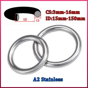 A2 Stainless O Ring Heavy Duty Solid Metal Round Rings 15mm-150mm Inner Diameter - Picture 1 of 9