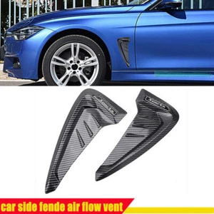 Universal Carbon Fiber Car Auto Side Fender Shark Air Vent Decor Wing Cover Trim - Picture 1 of 7
