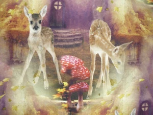 Jerseystoff Stenzo Kleiderstoff Kinder Märchen Rehe Licht Wald 3,00 m * VB - Bild 1 von 4