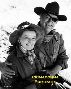JOHN WAYNE & KATHARINE HEPBURN 8X10 Lab Photo B&W 1975 "ROOSTER COGBURN" Cowboy - Picture 1 of 1
