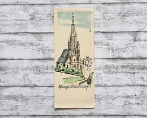 Lesezeichen Eßlingen Frauenkirche Kunst handgemalt Ephemera Vintage Buchzeichen - Picture 1 of 2