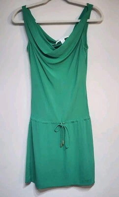 Vestido de seda Diane Von Furstenberg Kelly verde capucha cuello cintura caída talla 0 Foto 1 de 4