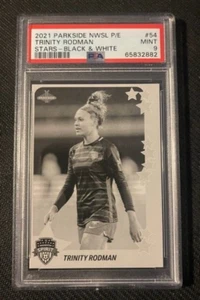 Parkside NWSL 2021 Trinity Rodman Stars blanco y negro novato RC #54 - PSA 9 - Imagen 1 de 2