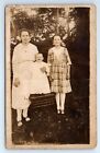 Beautiful Girls Holding Baby Chair Lelia and Bessie Seevers RPPC Postcard c.1910