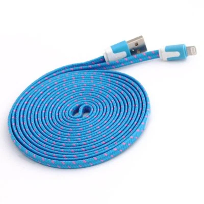 BRAIDED CHARGER CABLE Data Sync noodle Fabric Power FOR iphone X 8 7 plus 6 5s - Image 1 of 4