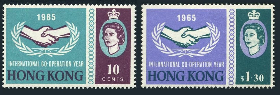 Hong Kong 223-224,MNH.Michel 216-217, International Cooperation Year ICY-1965. - Image 1 of 1