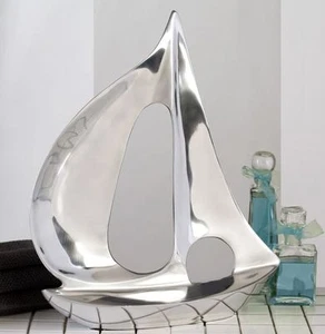 32897 Segelboot Boot XL aus Aluminium · poliert Höhe 38 cm · Breite 42 cm Silber - Bild 1 von 1