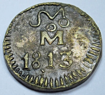 NGC Questionable Authenticity 1813 Oaxaca SUD Copper 1/2 Reales Contemporary - Image 1 of 3