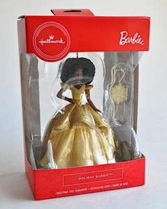 2020 Hallmark Holiday AA Barbie Ornament Dated Hook Gold Black African American - Picture 1 of 6