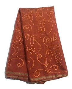 Orange Iridescent cotton Embroidery fabric 44” Width Sold By The Yard - Picture 1 of 2