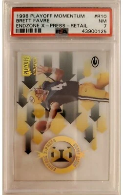 Playoff Momentum Brett Favre Endzone Xpress 1998 troquelado #R10 PSA 7 cartas POP 3 Foto 1 de 2