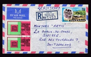 East Africa Tanzania 1966 A Souza reg . air mail envelope to Switzerland - Picture 1 of 2