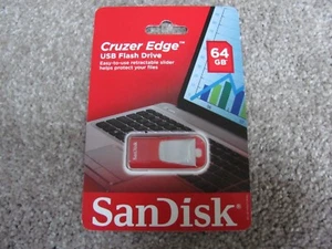 Clé USB 2.0 rouge SanDisk Cruzer Edge 64 Go neuve SDCZ51-064G-A46RG - Photo 1/3