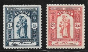 GRAN BRETAÑA 2 CARIDAD Estampillas antiguas Fondo Hospital Príncipe Gales 1897 MH - Imagen 1 de 1
