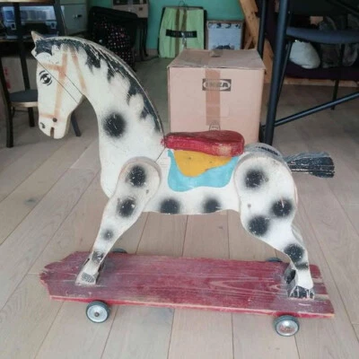 CHEVAL A BASCULE ANCIEN EN BOIS - années 50 - Photo 1/2