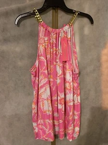 NEU MIT ETIKETT LILLY PULITZER PROSECCO ROSA STRANDBLÜTEN BOWEN TOP XL - Bild 1 von 12