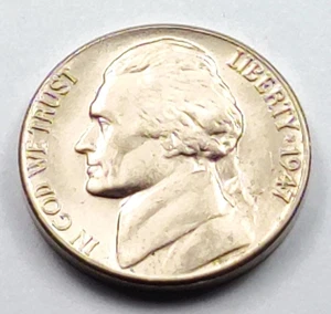 1947 D BU Jefferson Nickel Pulled From OBW Roll - Picture 1 of 2