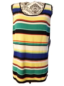 TAHARI womens Sz 18 Sweater SILK Sleeveless Striped Arthur S Levine NWT - Picture 1 of 6