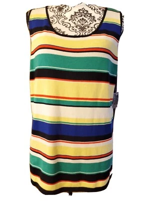 TAHARI womens Sz 18 Sweater SILK Sleeveless Striped Arthur S Levine NWT - Image 1 of 4