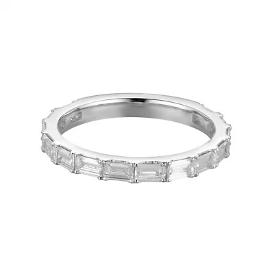 14K White Gold Baguette Lab Grown Diamond Wedding Band MZ72118 - Image 1 of 4
