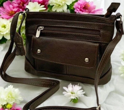 Brown Cowhide Leather Small Handbag Crossbody Shoulder Bag  Purse for Women - Image 1 of 4