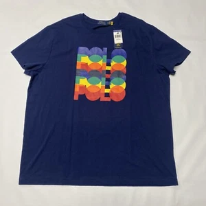 Polo Ralph Lauren Bloque de Color Deletrear Todo Arco Iris XX-Grande 2XL Azul Marino 92 94 - Imagen 1 de 8